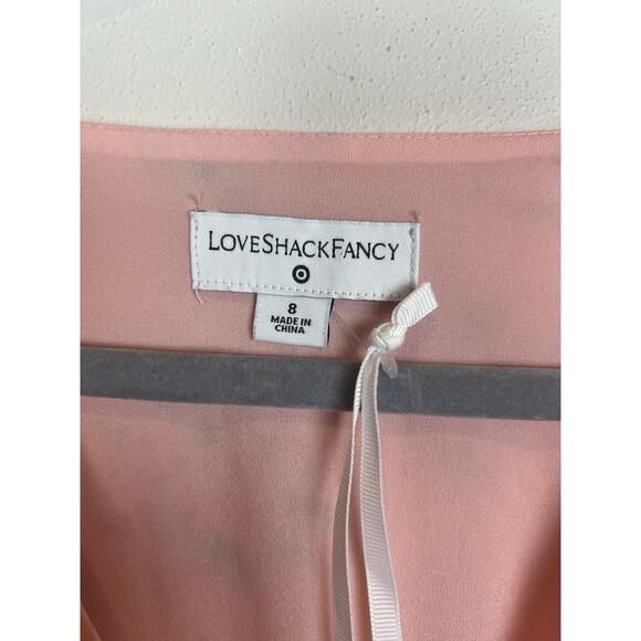 LoveShackFancy Target Fleur Pink Peach Roses Tiered Dress Short Sleeve Ruffles 8 - Picture 4 of 10